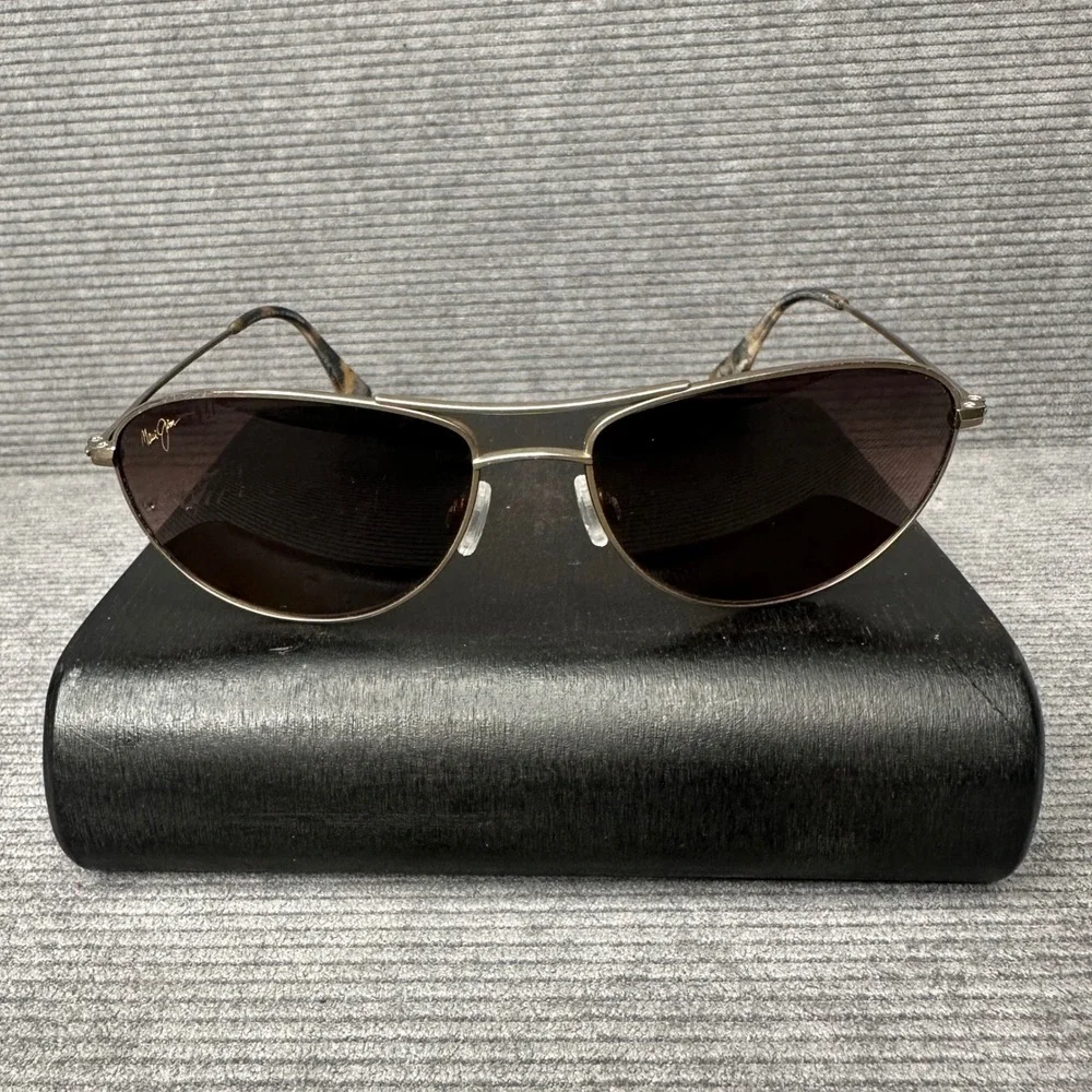 Maui Jim Baby Beach MJ-245-41M Gold Titanium Aviator y2k Sunglasses Polarized 56
